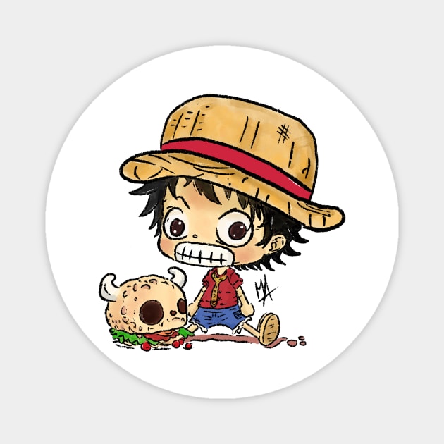 Chibi Monkey D. Luffy Magnet by The Mindful Maestra